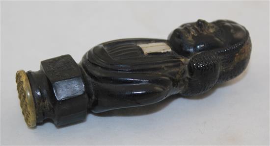 An American pressed horn Rev. G. Whitefield figural seal, dated 1839, 3.25in.